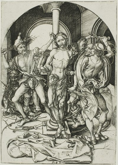 De geseling, uit De Passie door Martin Schongauer