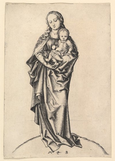 Maagd en Kind met een Appel, ca. 1475 door Martin Schongauer