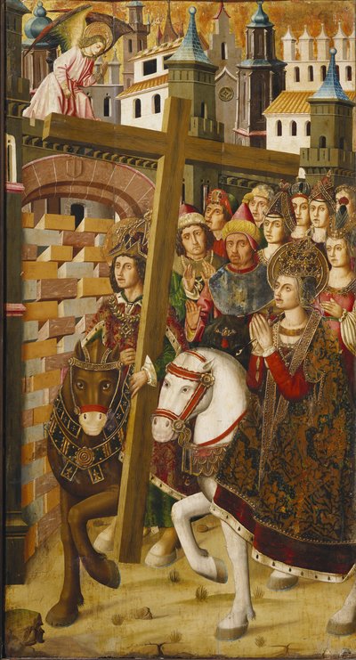 Sint Helena en keizer Heraclius met het Heilige Kruis voor de poorten van Jeruzalem door Martin & Ximenez Miguel (fl.1466 1505) Bernat