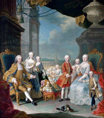 Maria Theresia van Oostenrijk en Frans I met hun kinderen door Martin van Meytens the Younger