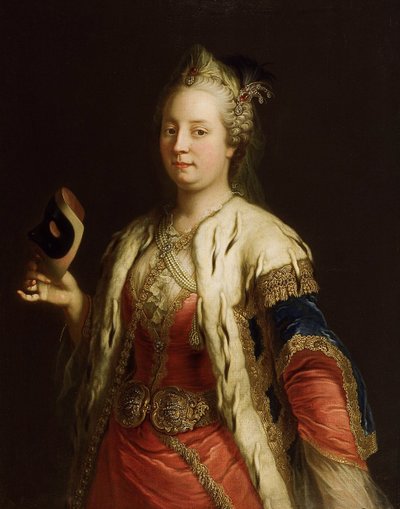 Portret van keizerin Maria Theresia van Oostenrijk 1717-1780 met masker à la Turque, voor 1750 door Martin van Meytens the Younger