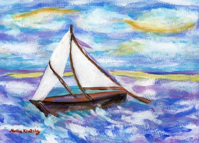 De vissersboot (hommage aan Vincent van Gogh) door Martina Konitzky