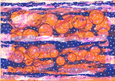 Mandarijnen in de Winter Abstract door Martina Konitzky