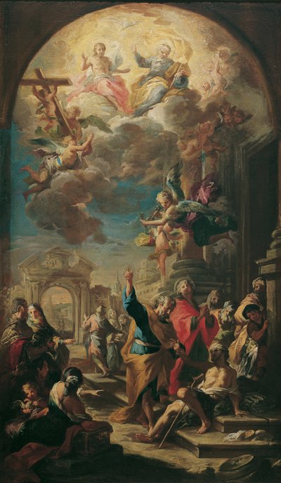 De apostelen Petrus en Johannes genezen een lamme door Martino Altomonte