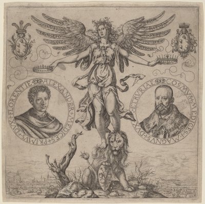 Alexander de Medici en Cosmo de Medici door Martino Rota