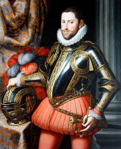 Portret van Aartshertog Ernst van Oostenrijk in harnas door Martino Rota