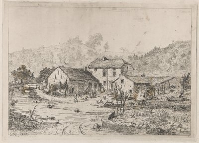 Boerenhoeve aan de waterrand door Martinus Antonius Kuytenbrouwer jr.