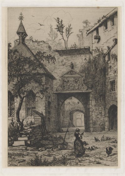 Ingang van het kasteel van Hollenfeltz door Martinus Antonius Kuytenbrouwer jr.
