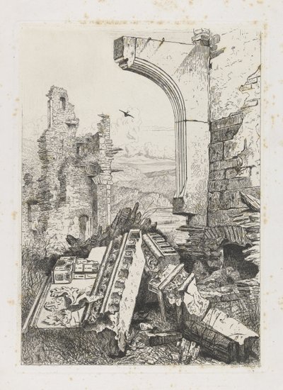 Ruïne van kasteel Bourscheid door Martinus Antonius Kuytenbrouwer jr.