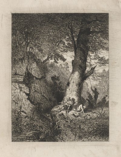 Rustende krijgsmannen onder een boom door Martinus Antonius Kuytenbrouwer jr.