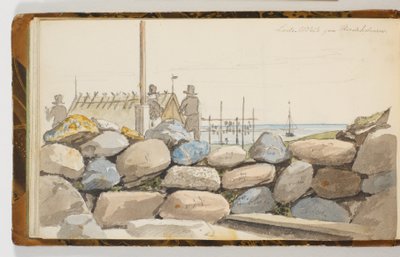 Kustlandschap met grote stenen op de voorgrond door Martinus Rørbye