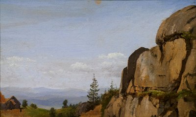 Noors landschap met rotsen op de voorgrond door Martinus Rorbye