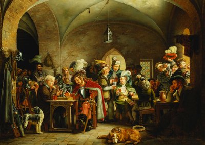 Soldaten in de burcht van een kasteel, 1828 door Martinus Rorbye
