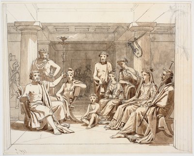 Antieke scène, vermoedelijk Odysseus die zijn gebeurtenissen vertelt aan de Faiaken door Martinus Rørbye