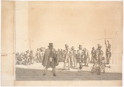 Voorstudie voor het schilderij "Arrestgebouw bij het Raad- en Gerechtsgebouw" door Martinus Rørbye
