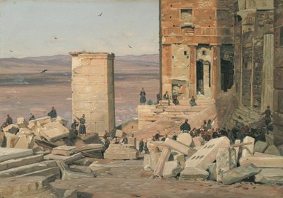 Grieken die Werken in de Ruïnes van de Akropolis door Martinus Rørbye