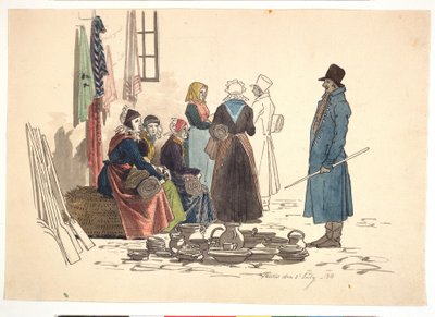 Scène van de markt in Thisted door Martinus Rørbye