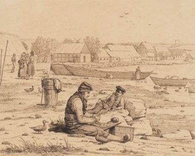 Strandstraat in Thisted. 1830 door Martinus Rørbye