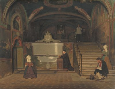 De crypte in het klooster van San Benedetto in Subiaco, Italië door Martinus Rørbye