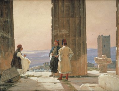 Het uitzicht vanaf de Tempel van Athena op de Akropolis door Martinus Rørbye