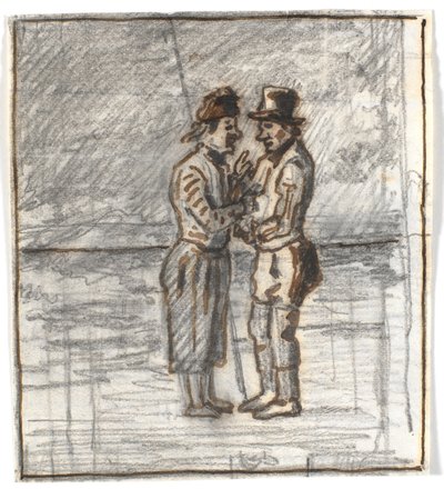 Twee Skagen-bewoners in gesprek bij de zee door Martinus Rørbye