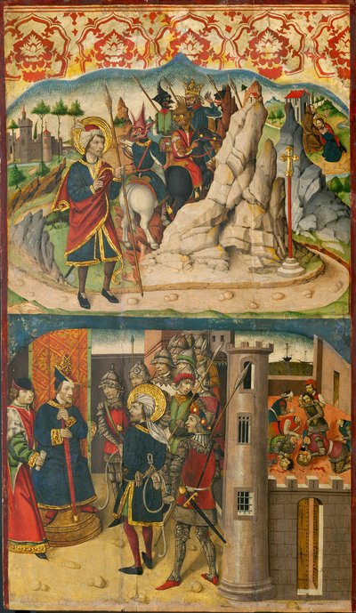Sint-Christoffel ontmoet Satan, Sint-Christoffel voor de koning van Lycië door Martín de Soria