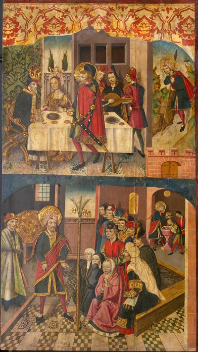 Sint Christoffel neemt afscheid van de koning die Satan vreesde, Sint Christoffel en zijn bekeerlingen door Martín de Soria