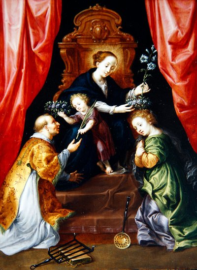 De Maagd en het Kind met Sint Elisabeth en Laurentius van Rome door Martyn and Brueghel Jan the Younger Pepyn