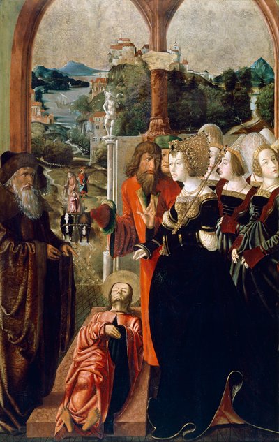 Het Lichaam van St. Jacobus voor Koningin Lupa van Spanje, paneel van het Altaar van St. Jacobus en St. Stefanus door Marx Reichlich