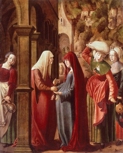 De Visitatie, detail uit scènes van het Leven van de Maagd door Marx Reichlich