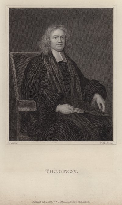 John Tillotson, Aartsbisschop van Canterbury (gravure) door Mary (after) Beale