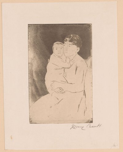 Kindermeisje en baby door Mary Cassatt (signed by artist)