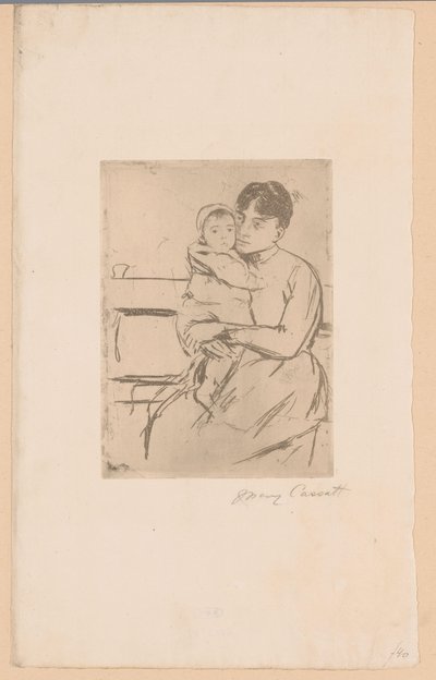 Op de Bank door Mary Cassatt (signed by artist)