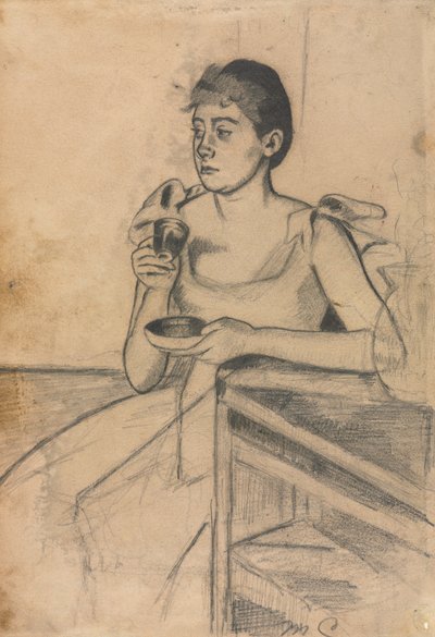 Koffie na het diner recto, Koffie na het diner verso, ca 1889 door Mary Cassatt