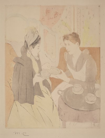 Theekransje in de middag door Mary Cassatt