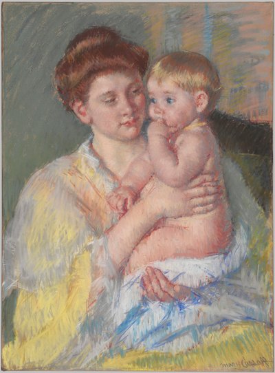 Baby John met wijsvinger in zijn mond door Mary Cassatt