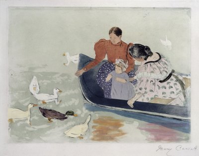 Eenden voeren door Mary Cassatt