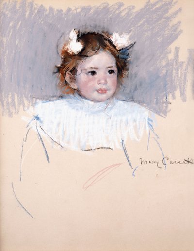 Ellen met strikken in haar haar, kijkend naar rechts, 1899 door Mary Cassatt
