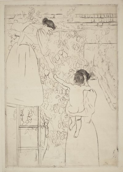 Fruit plukken door Mary Cassatt