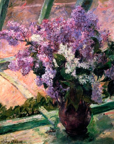 Seringen in een raam, ca. 1880 door Mary Cassatt