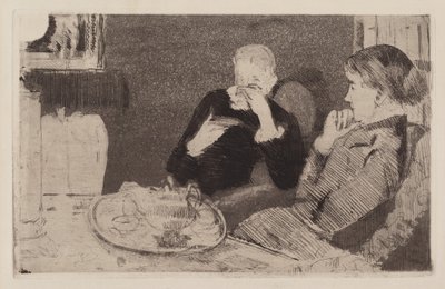 Lydia en haar moeder aan de thee door Mary Cassatt