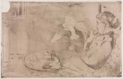 Lydia en haar moeder aan de thee, ca. 1880 door Mary Cassatt