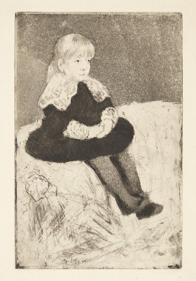 Mademoiselle Luguet zittend op een bank door Mary Cassatt