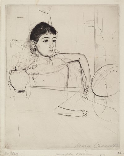Mimi als brunette door Mary Cassatt