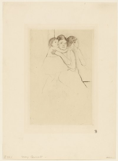 Moeder Berthe die haar kind vasthoudt door Mary Cassatt