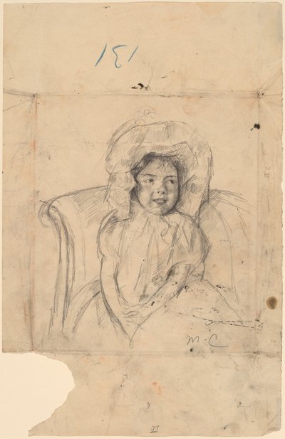 Lachende Margot met een Gerimpelde Hoed, ca. 1902 door Mary Cassatt