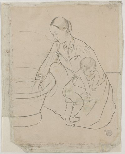 Het Bad [verso] door Mary Cassatt