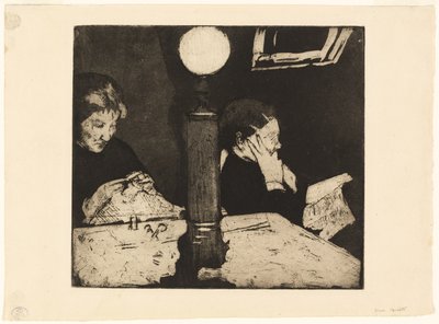 Onder de lamp door Mary Cassatt