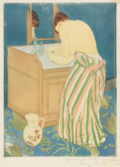 Badende vrouw door Mary Cassatt