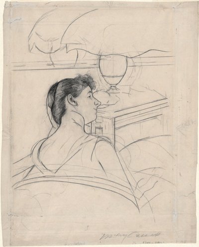 Vrouw en Lamp door Mary Cassatt